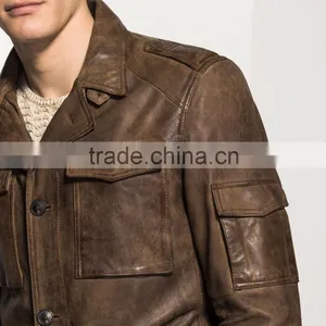 Pakistan Stips on Sleeves Leather Jacket thumbnail-4