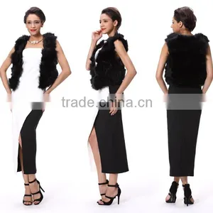 Fashion Lady Balck Sleeveless Fur Vest in Guangzhou 2016 thumbnail-5