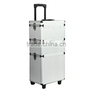 Premium Quality Silver Professional Cosmetic Trolley Case Hairdressing Makeup Beauty Vanity Storage Box thumbnail-4