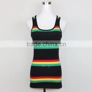 Wholesale Fashion Women Stripe Gym Tank Tops of Guangzhou Clothing thumbnail-2