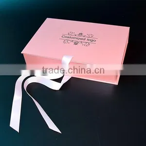 High End Beautiful Pink Flat Folding Paper Gift Box thumbnail-1
