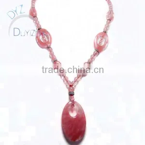 Cherry Quartz Necklace Jewelry With Pendent thumbnail-1