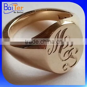 Custom Logo Engraved Blank Stainless Steel Men's Signet Ring Wholesale Quality Choice thumbnail-2