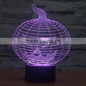 Christmas Gift !3D Illusion Bulbing Night Light Lamp 7 Color Change Touch Switch Novelty Pumpkin Mini Light For Hallowen thumbnail-2