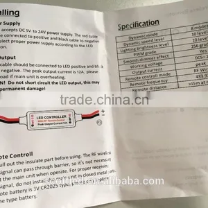 Mini RF Wireless Led Dimmer Switch Controller for RGB Led Strip Light Quality Choice thumbnail-4