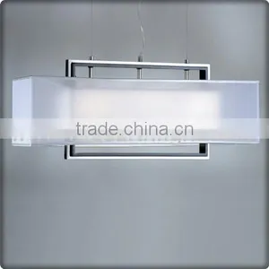 UL Listed Brushed Nickel Rectangle Pendant Lamp With Double Fabric Shade C40581 thumbnail-1