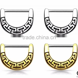 Tribal Design Nipple Clickers Shields Rings 14G 16G thumbnail-1