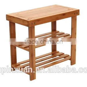 Portable Shoe Rack, Multi-Function Bamboo 3-tiers Storage Rack thumbnail-1