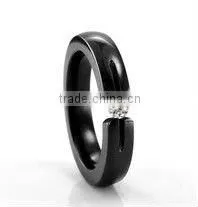 TR027 Black Crystal Spnning Ring IN TITANIUM Classic Fashion Jewely thumbnail-1