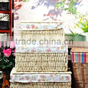 100% Cotton Storage Basket Beige Corn Bran Woven Baskets Factory Price thumbnail-1