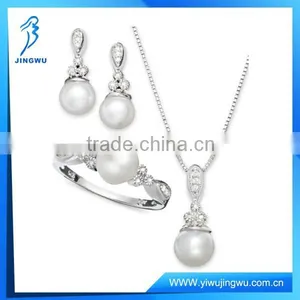 Freshwater Pearl and Diamond Jewelry Set 925 Sterling Silver thumbnail-1