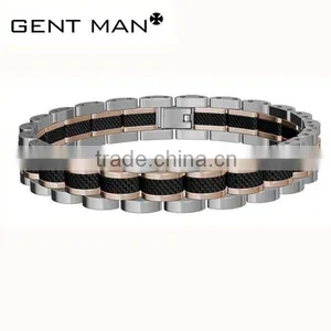 Customer Mens Gold Black Power Element 316L Stainless Steel Bracelet With 2K Carbon Fiber thumbnail-1
