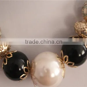 Colorful Arylic Beads Necklace, Gold Plated Beads Necklace thumbnail-4