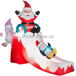 Christmas Decoration Inflatable Santa With Penguin Snowman on Slide Christmas Craft thumbnail-1