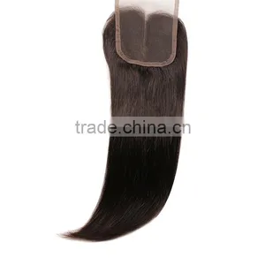 7a 4*4 Virgin Peruvian Straight Lace Closure Bleached Knots, Cheap Unprocessed Human Hair Free/Middle/3 Part Closures, Free Ship thumbnail-3