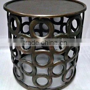 Aluminium Metal Stool Brass Antique Finish thumbnail-1