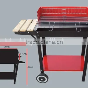 Height Adjustable Charcoal Bbq Grill With Wood Side Plate for Barbeque thumbnail-1
