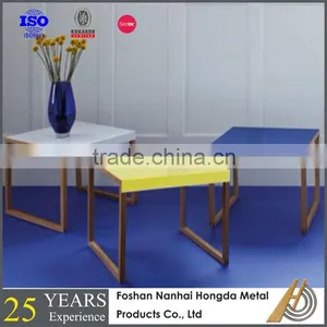 Colorful Wooden Coffee Table With Metal Top thumbnail-1