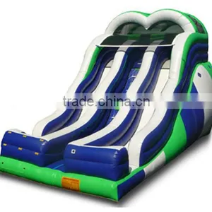 Jumpfun Blue and Green and White Double Drop Fall Inflatable Water Slide thumbnail-1