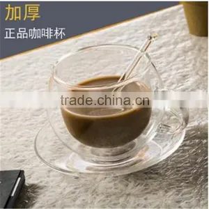 European High Borosilicate Heat-resistant Glass Coffee Cup With Handle,spoon and Saucers.double Wall Glass Coffee Tea Cup Sets. thumbnail-3