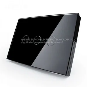 US Three Gang One Way ,110V/250V50HZ/60HZ Crystal Glass Panel Touch Light Switch thumbnail-5