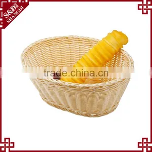 S&D Handmade pp Rattan Round Bread Wicker Fruit Basket thumbnail-1