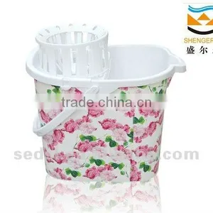 CLORED PLASTIC WATER MOP BUCKET thumbnail-1