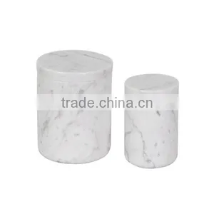 Carrara White Marble Candle Holder Candle Jar With Copper Lid thumbnail-2