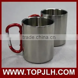 Custom Logo Printed Carabiner Handle Stainless Steel Coffee Mug thumbnail-3
