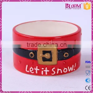 Christmas Design Red Round Ceramic Pet Bowl thumbnail-2