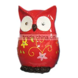 Ceramic Owl Cookie Jar ,red,big thumbnail-1