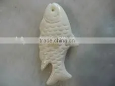 Wholesale 20-40mm White Fish Carved Natural Coral Pendant thumbnail-1