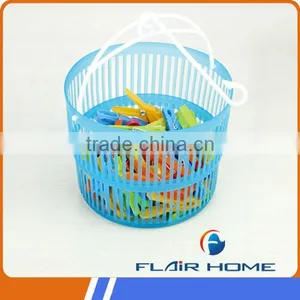 New Foldable Plastic Basket With Colorful Clothes Pegs thumbnail-1