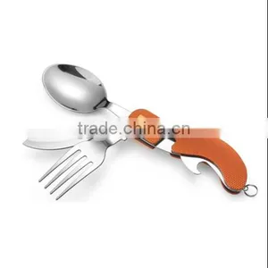 Outdoor Travel Portable Folding Camping Tools With Knife ,spoon ,fork ,bottle Opener,key Ring thumbnail-1