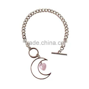 Hollow Moon Heart Crystal Charms Bracelet Simple Chain Bracelet thumbnail-1