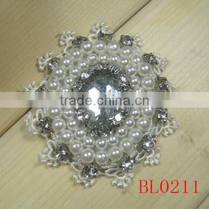 Vintage Handmade Glass Rhinestone Fabric Applique for Dress thumbnail-1