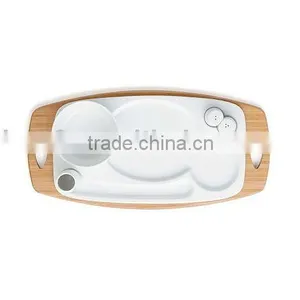 Ceramic Dish Tray With Bamboo Holder #90005 thumbnail-1