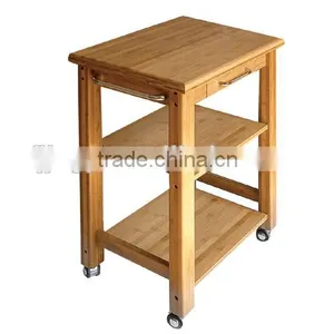 Bamboo Dining Cart With Four Movable Feet thumbnail-4