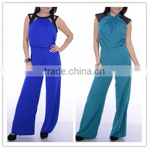 Twist Detail Neckline With Crochet Sleeve Open Back Hide Zipper Women Elegant Evening Jumpsuits Long 2014 New OEM Cheap Bulk thumbnail-1