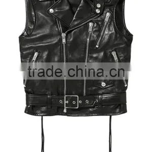 Personalized Latest Design Custom Cheap Lady Leather Vest thumbnail-4