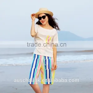OEM Service Outdoor Fashion Colorful Stripe Beach Girl Short Pants thumbnail-2