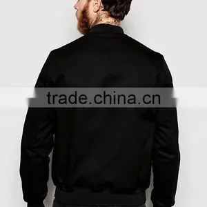 Xinlan Manufacturer High Quality New Design Durable Lightweight 100% Cotton Black Rib Cuffs Running Casual Men Bomber Jacket thumbnail-2