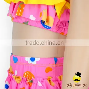 Children Bright Colorful Ruffle Halter Wrap Chest Top Matching Dress Little Girl Separable Swimwear Beach Clothes Set thumbnail-4