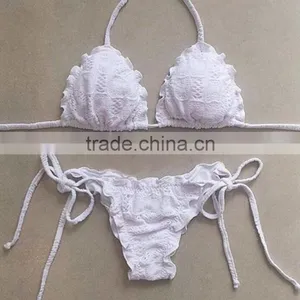 M742 D.Y Fashion 2016 Ladies White Lace Split Bikini Swimwear Beachwear thumbnail-1