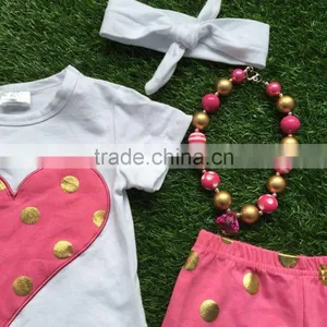 Girls Summer Design Baby Girls Boutique Clothing Girls Heart Outfits Children Short Sleeve Summer Outfits With Accessories thumbnail-4