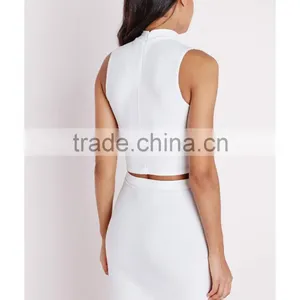 2015 New Style Sleeveless High Neck Ladies Crop Top thumbnail-3