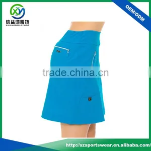 High Quality Blue Color Zip Pockets Stretchy WaistBand A-line Style Lady Golf Short Skirt thumbnail-2