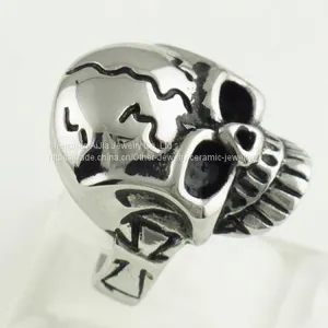 Skull Ring Harley Davidson Jewelry 316L Stainless Steel Ring For Man thumbnail-1