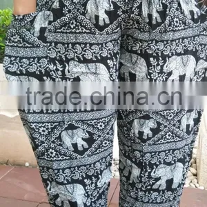 New Harem Pants Bohemian Gypsy Hippies Boho Animal Elephant Peacock Camel Thai Palazzo Pants Rayon Batik Ethnic Trouser Gypsian thumbnail-1