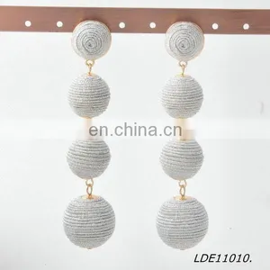 2017 Bon Bon Style Thread Wrapped Ball Drop Earrings thumbnail-2